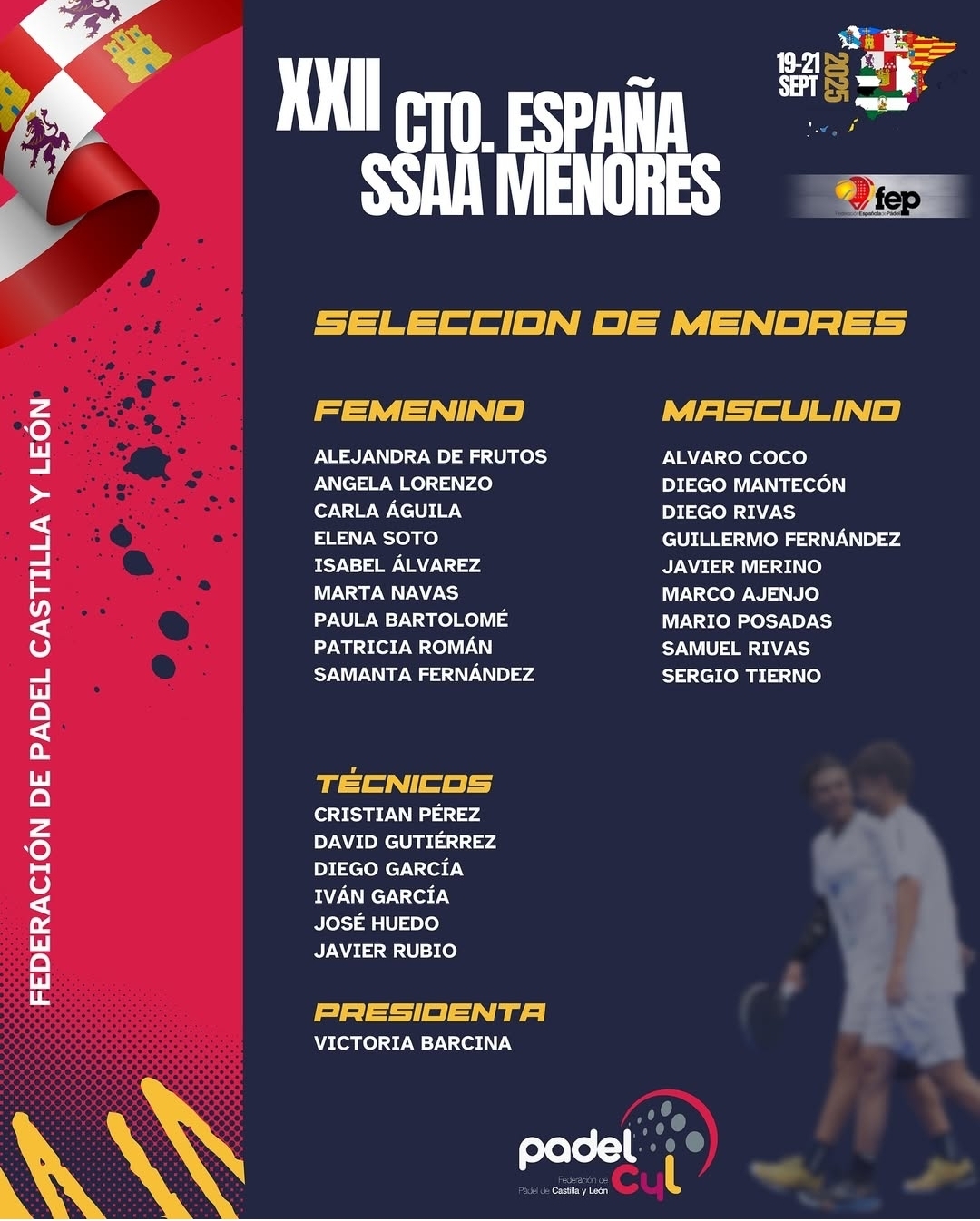 Padel: Guillermo Fernández y Sergio Tierno con la selección de Castilla y León.