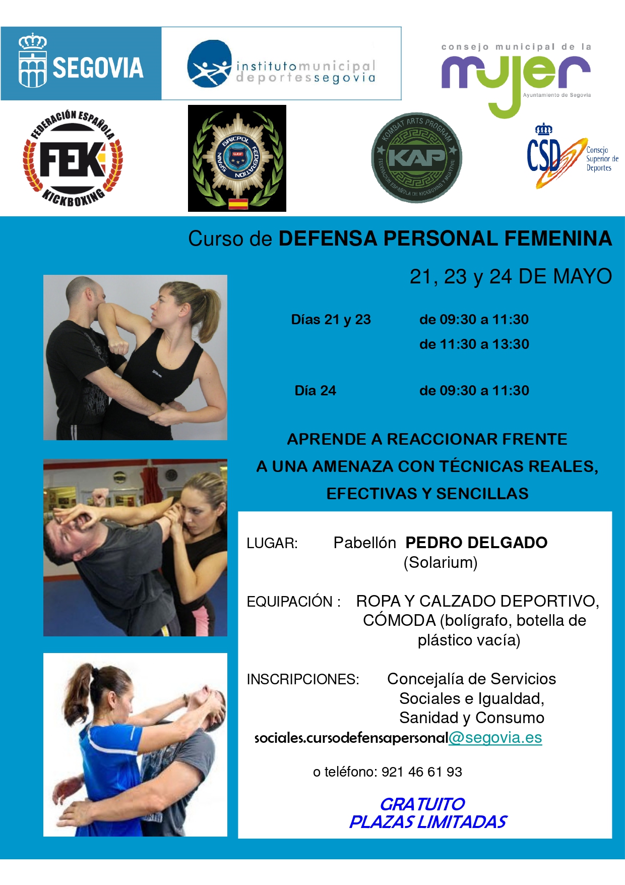El Ayuntamiento de Segovia organiza un nuevo  curso de Defensa Personal Femenina