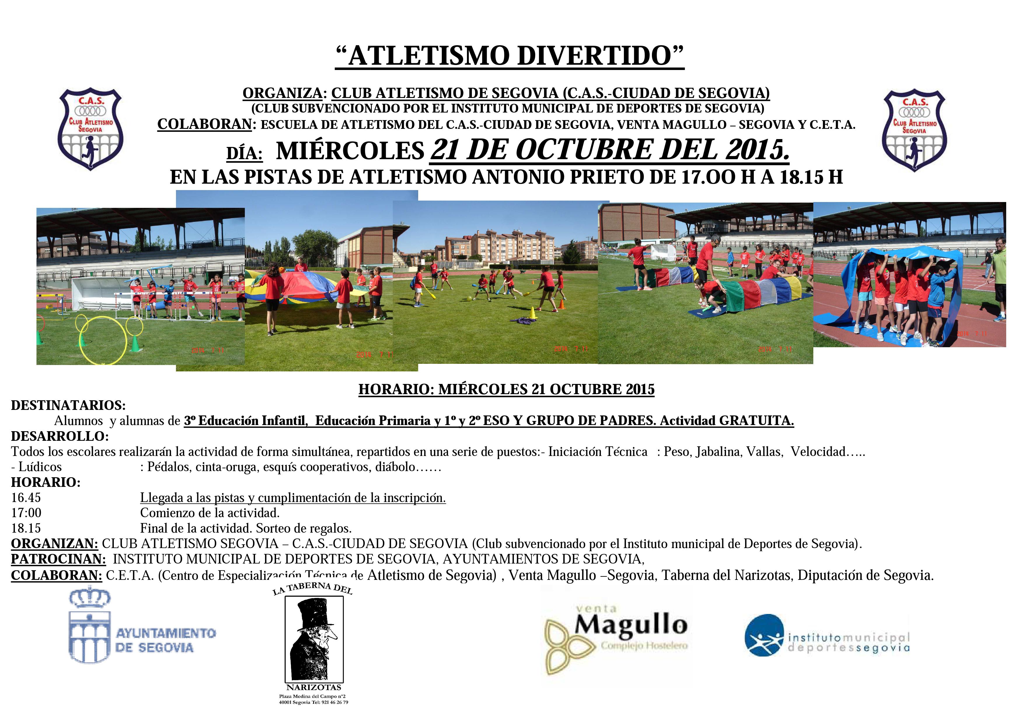 Atletismo Divertido en las Pistas de Atletismo “Antonio Prieto”