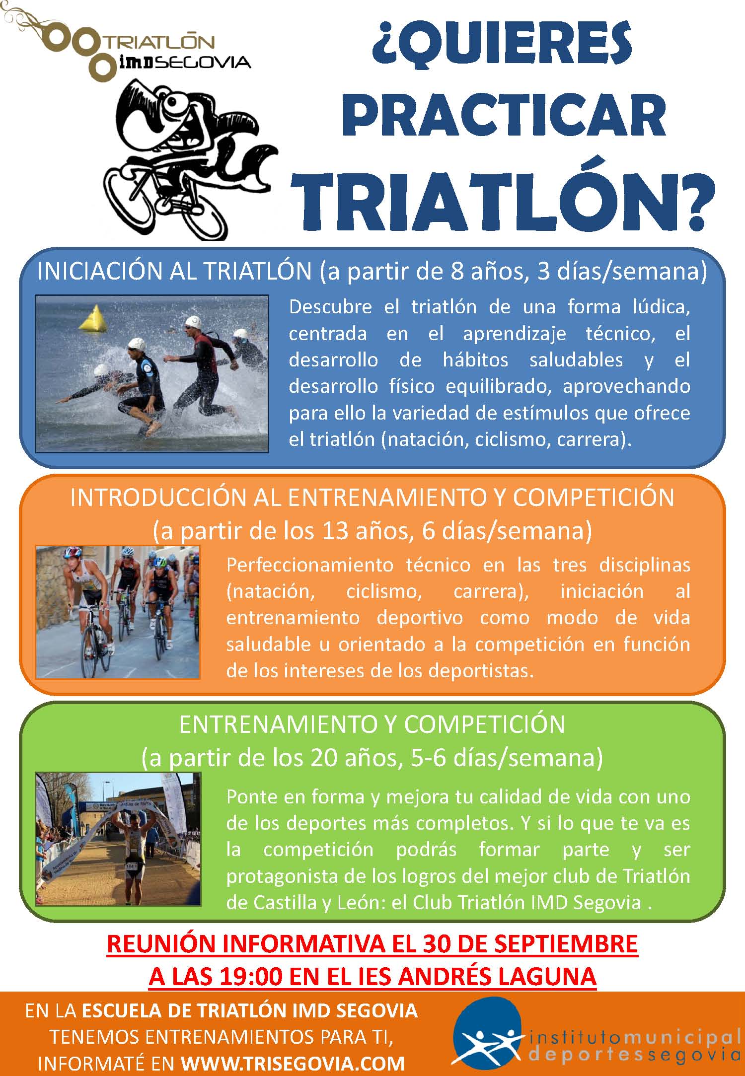 El triatlón IMD Segovia pone en marcha su Escuela para la temporada 2016/2017