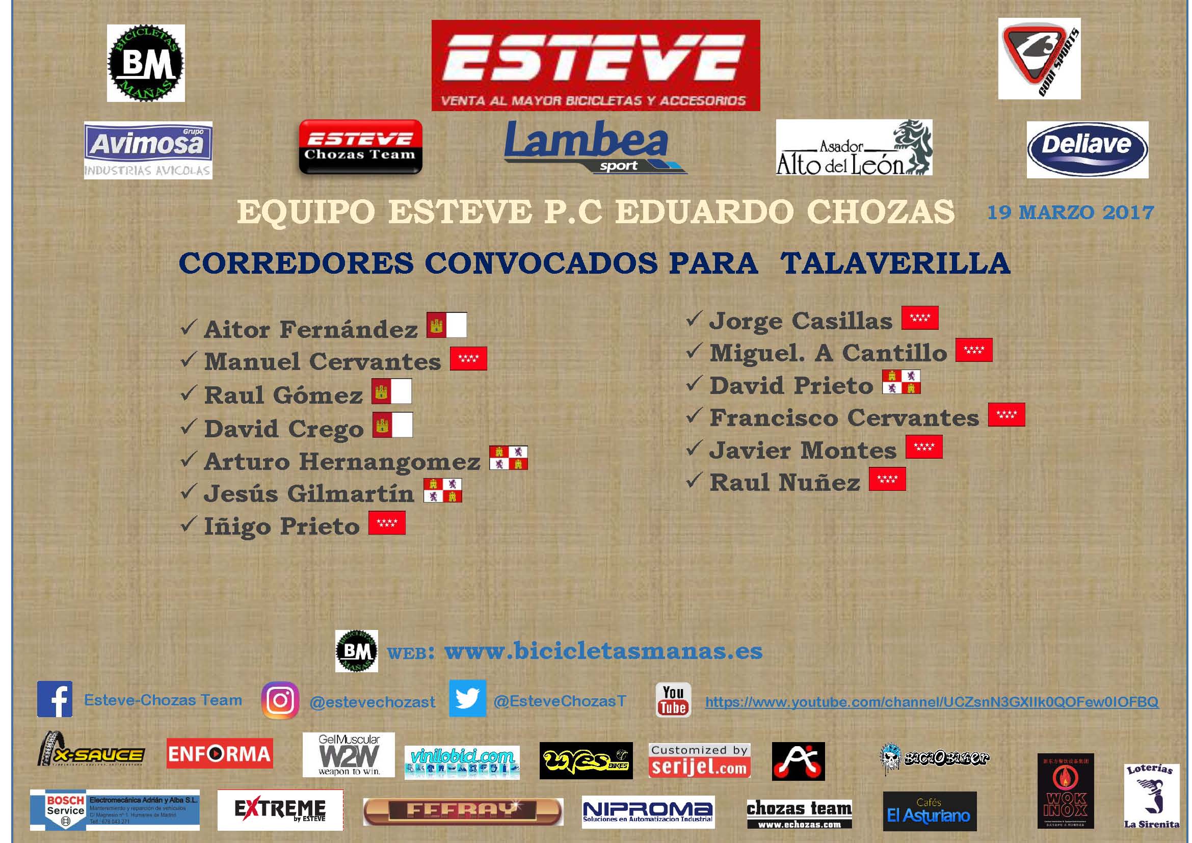 Los ciclistas segovianos del equipo Esteve, en cuatro frentes