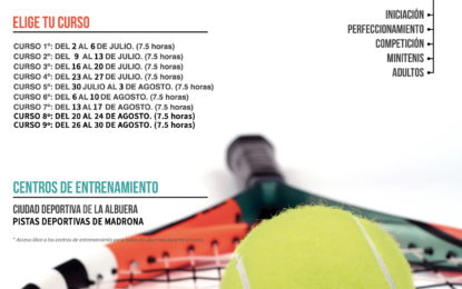 Abierta la inscripción a los Cursos de Tenis de Verano organizados por Tenismaf