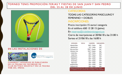 Torneo de Tenis Ferias y Fiestas San Juan y San Pedro 2018