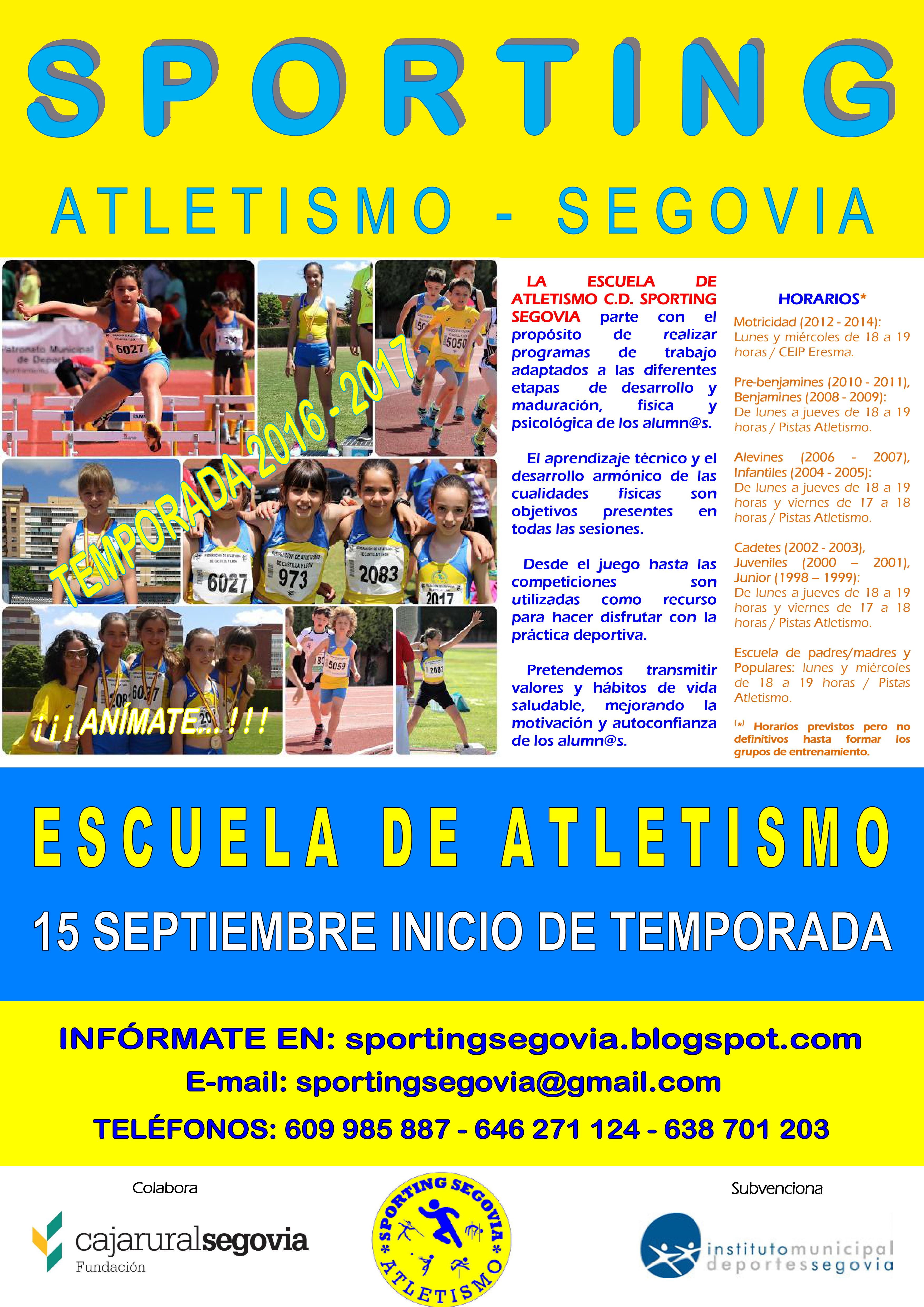 El Club de Atletismo Sporting Segovia inicia la temporada el 15 de Septiembre