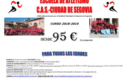 XXXIII Temporada de la Escuela de Atletismo del CAS-Ciudad de Segovia