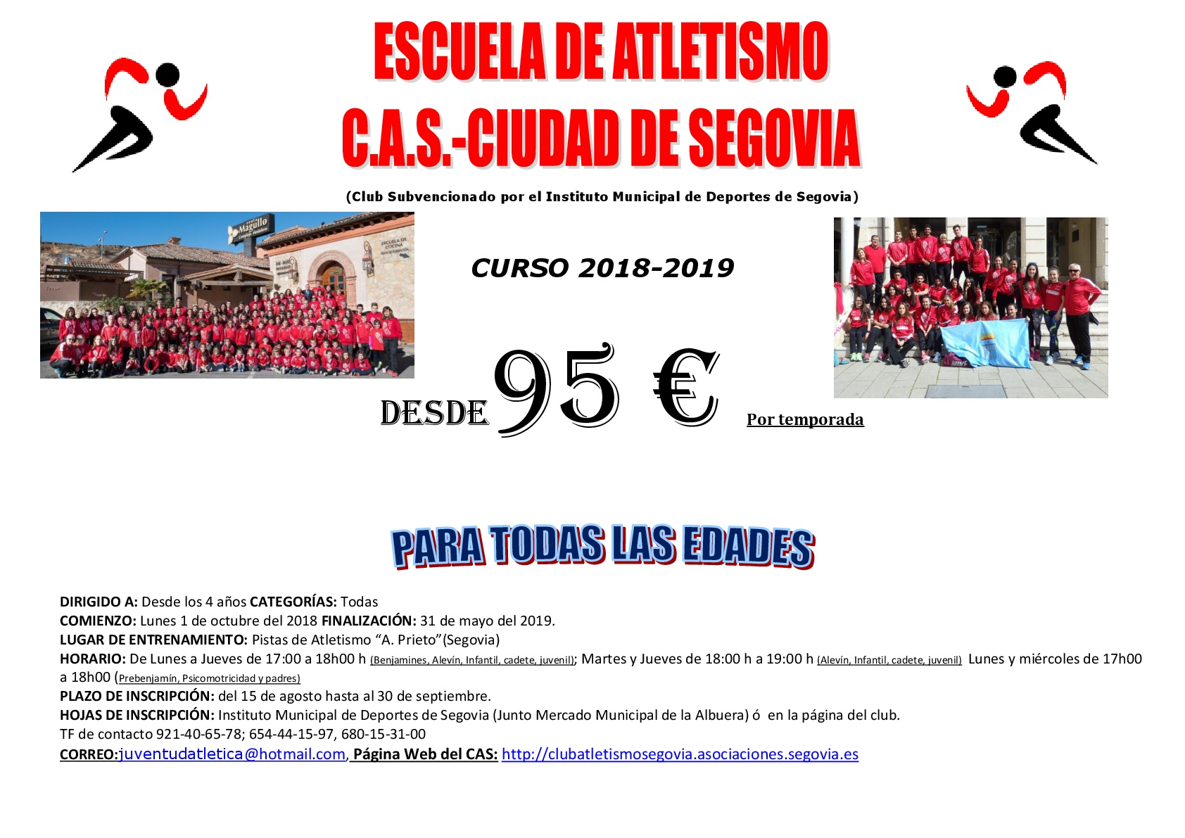 XXXIII Temporada de la Escuela de Atletismo del CAS-Ciudad de Segovia