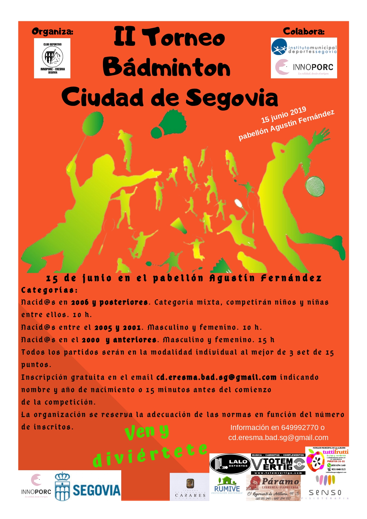 Ferias y Fiestas 2019: II Torneo de Bádminton “Ciudad de Segovia”