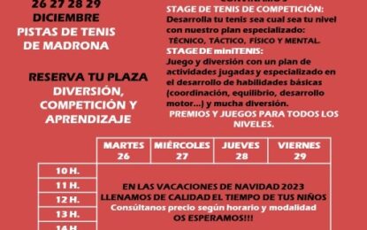 Club Escuela de Tenis Madrona: Stage de Tenis Navidad 2023
