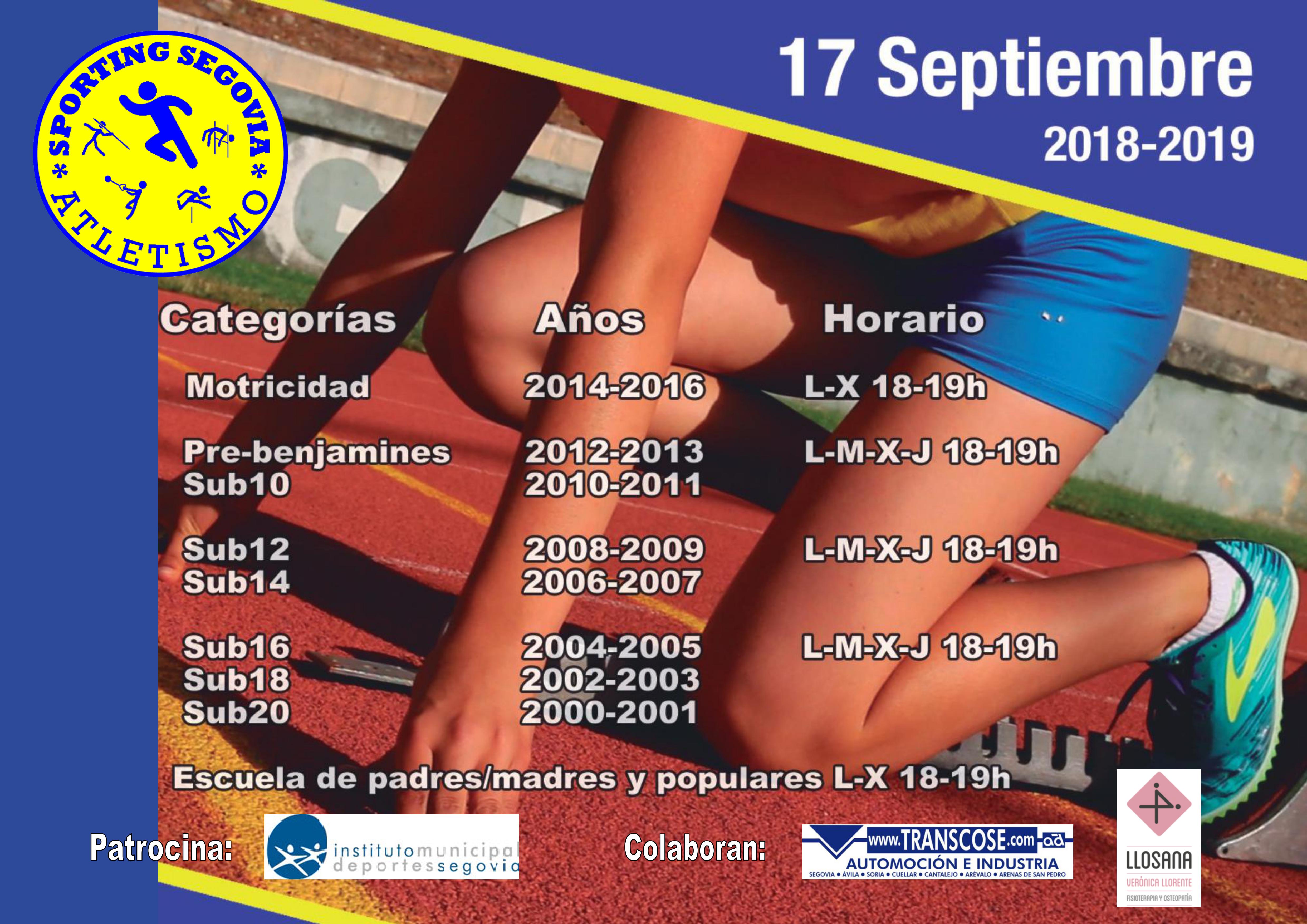 Club de Atletismo Sporting Segovia: Comienza la temporada 2018-19