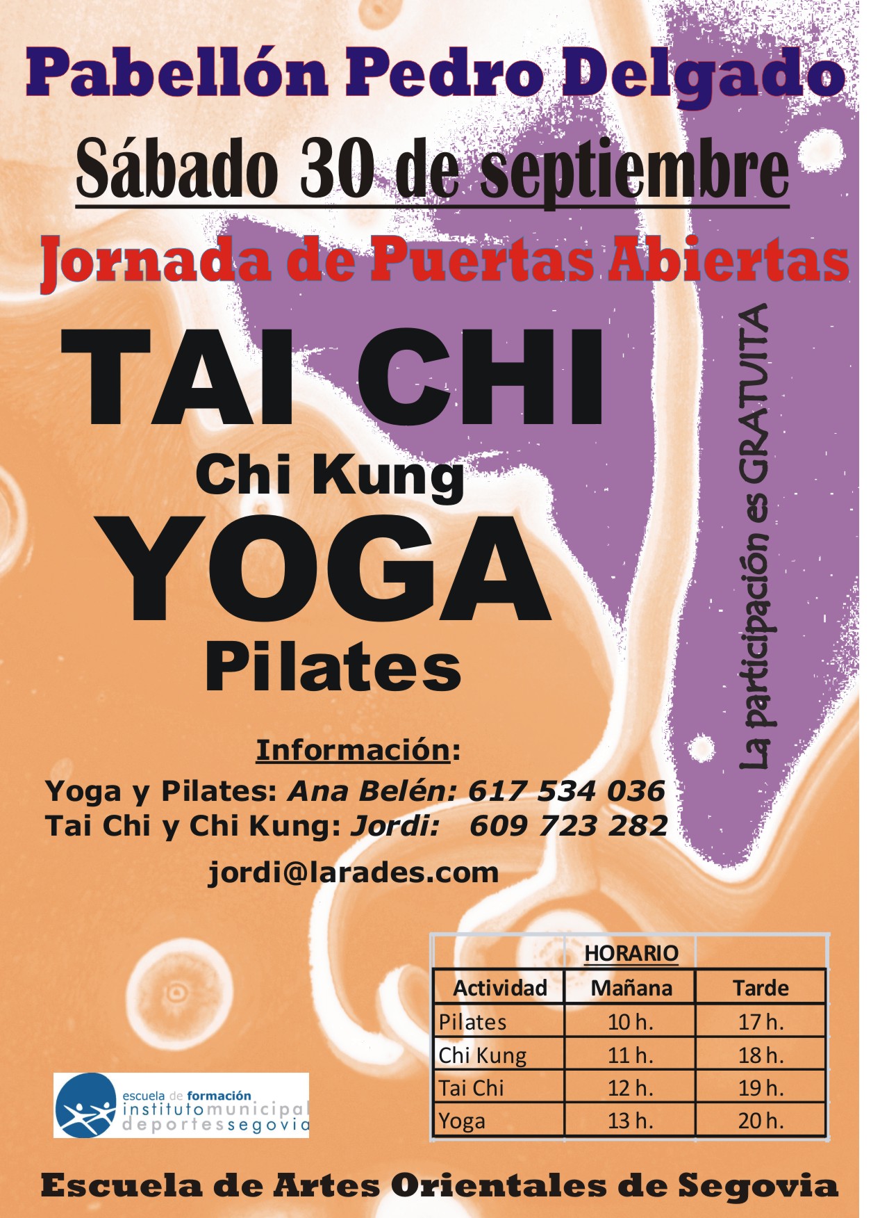 Jornadas de puertas abiertas: Tai Chi, Chi Kung, Yoga y Pilates
