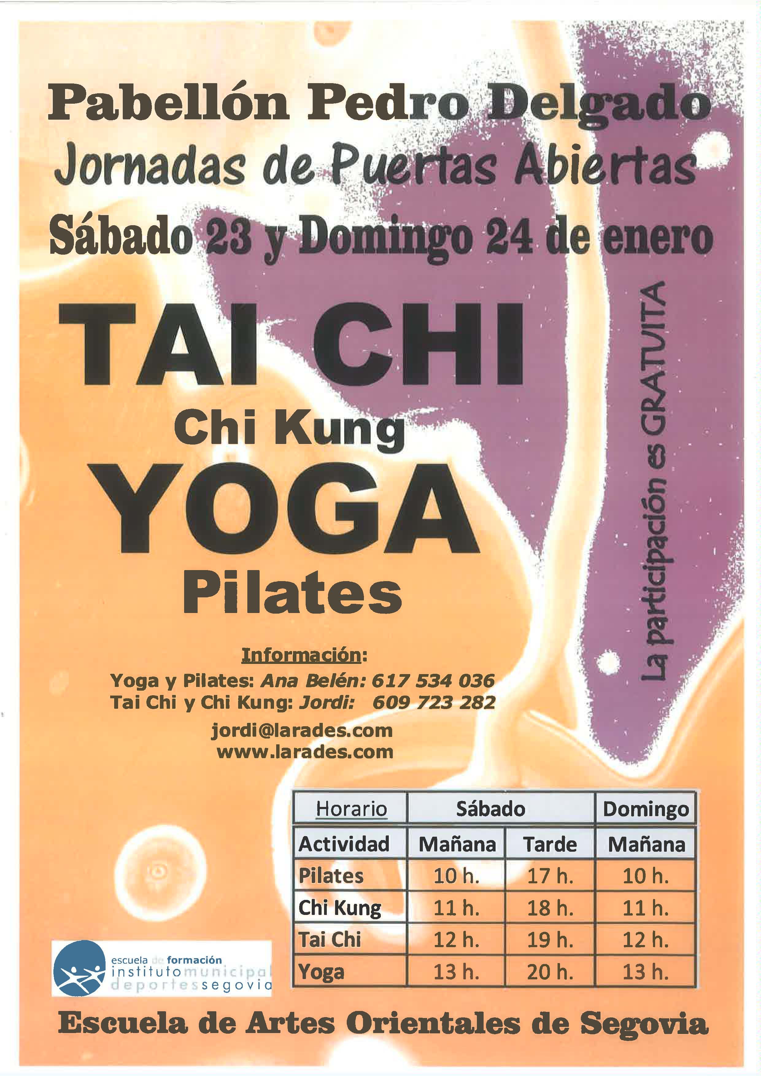 Jornada de puertas abiertas: Tai Chi, Chi Kung, Yoga y Pilates