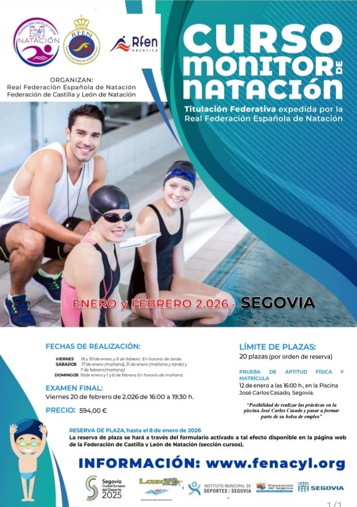 Curso de Monitor de Natación Segovia enero-febrero 2026