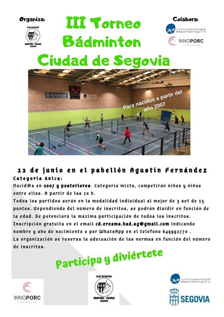 Ferias y Fiestas 2022: III Torneo Bádminton Ciudad de Segovia
