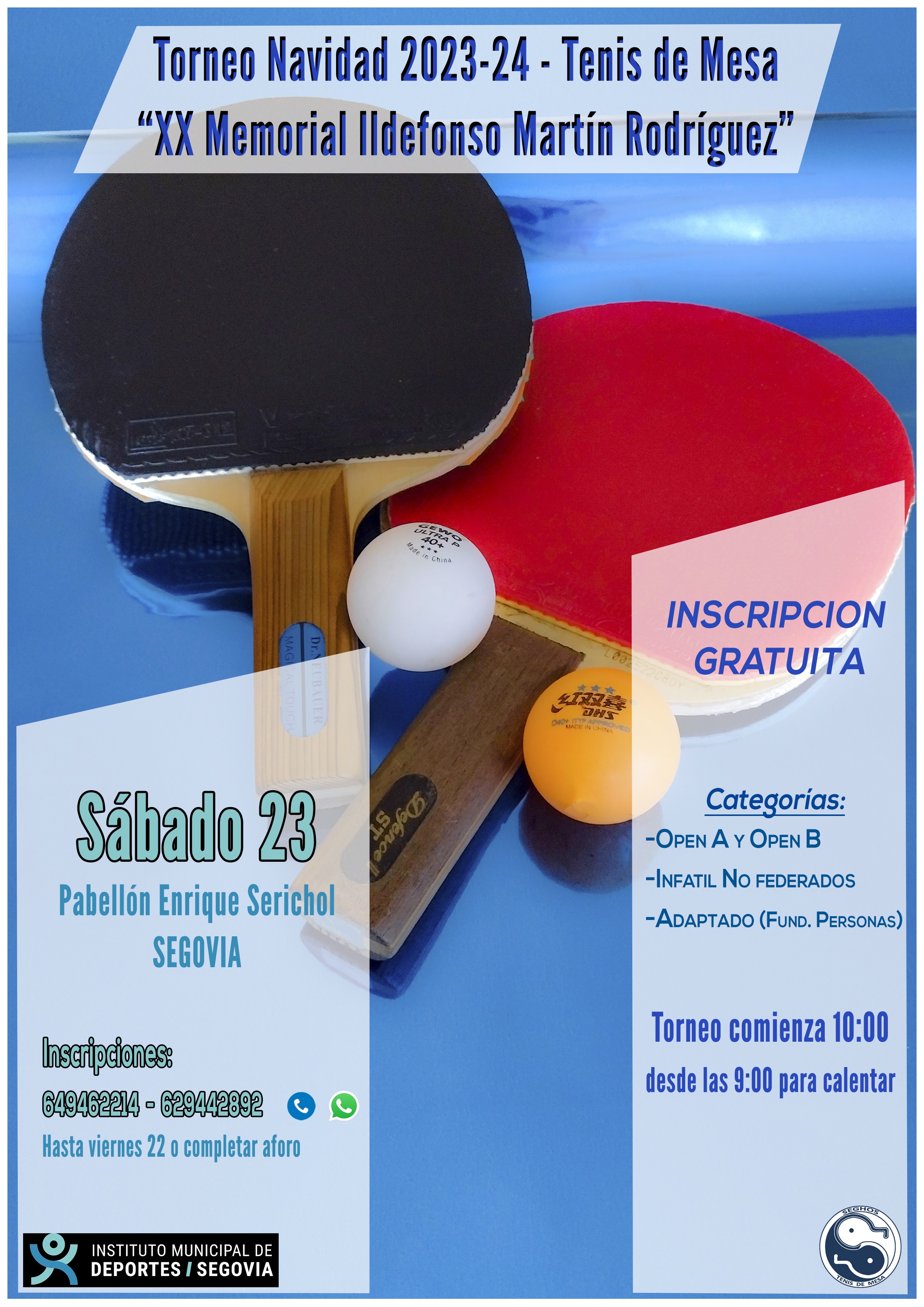 Navidad 2023: Torneo Tenis de Mesa XX Edición Memorial Ildefonso Martín Rodríguez