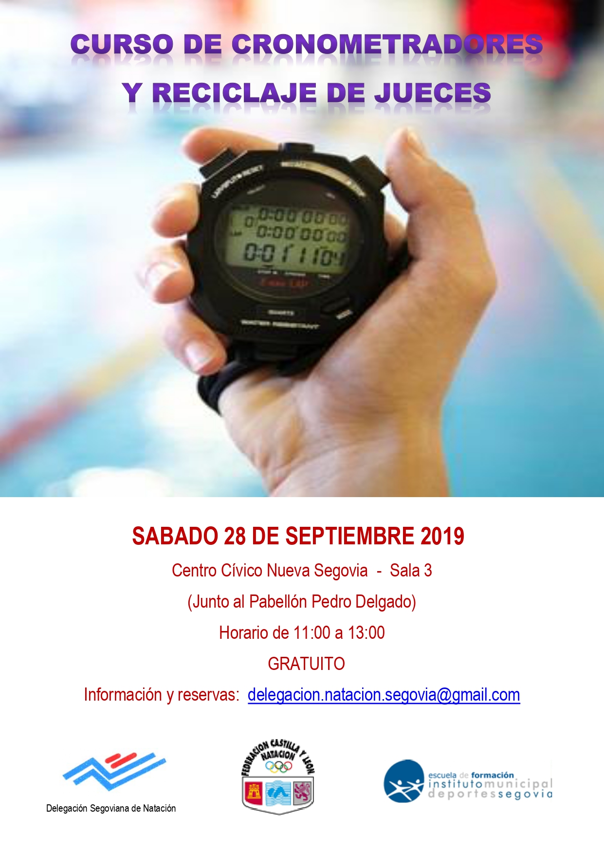 Jornada Técnica de Natación: Curso de Cronometradores y Reciclaje para Jueces