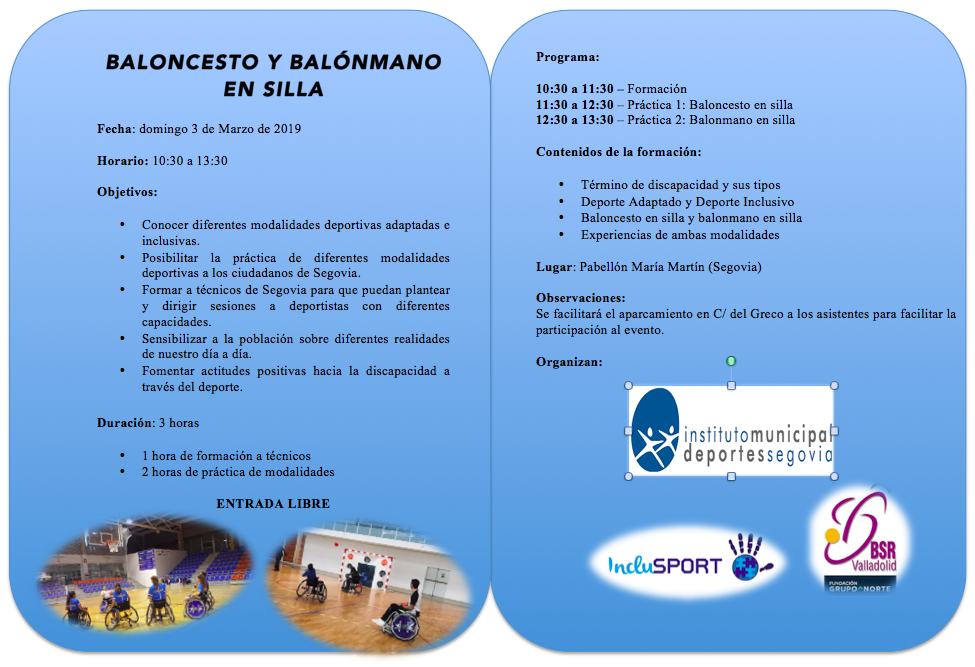 Baloncesto y balonmano en silla