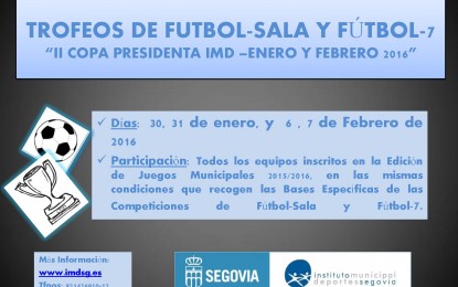 El Instituto Municipal de Deportes organiza el “II Trofeo Presidenta IMD” de Fútbol-Sala y Fútbol-7