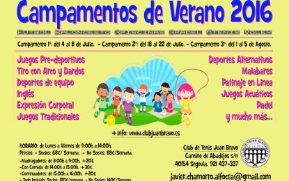 Campamentos de Verano 2016 Club de Tenis “Juan Bravo”