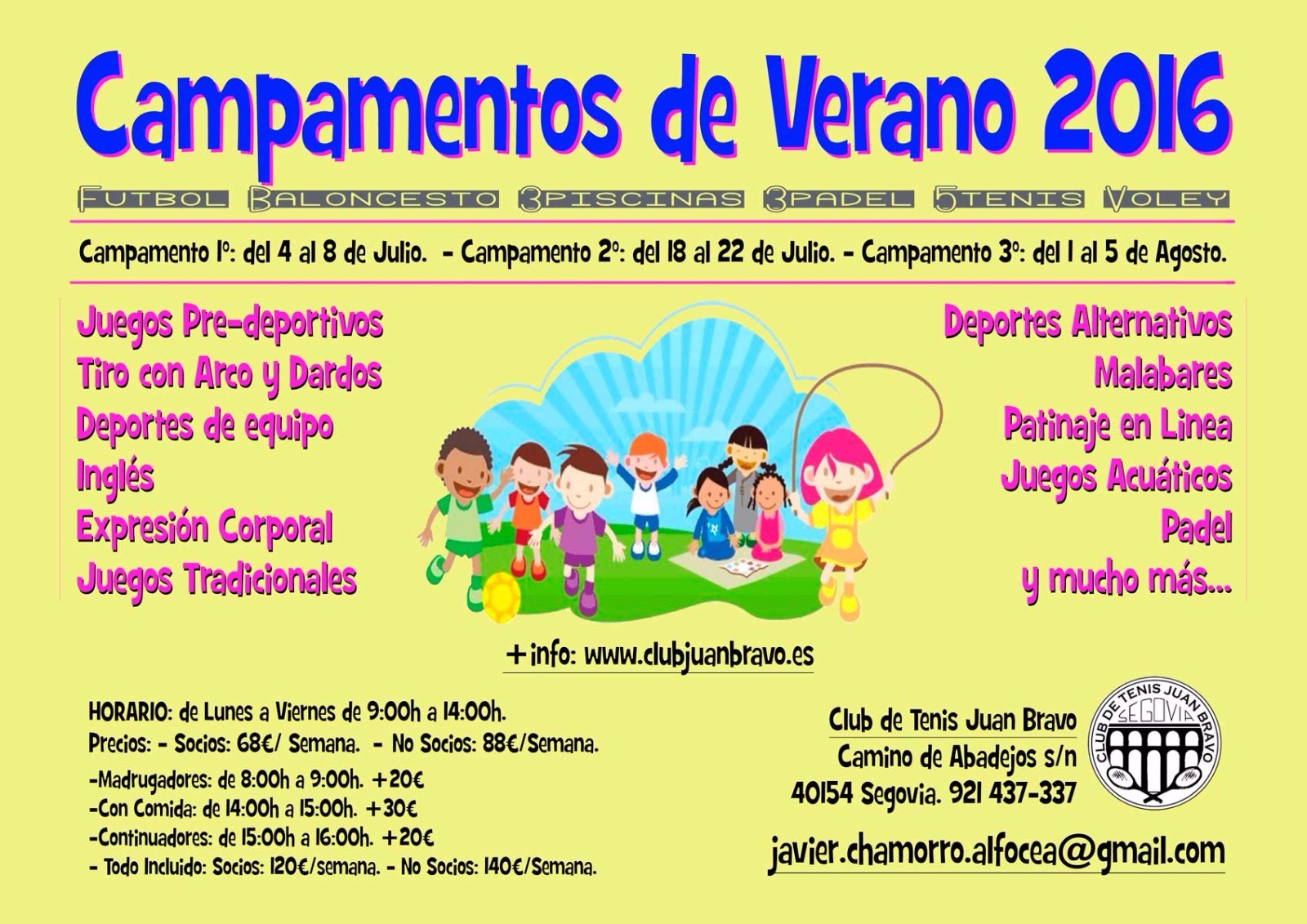 Campamentos de Verano 2016 Club de Tenis “Juan Bravo”